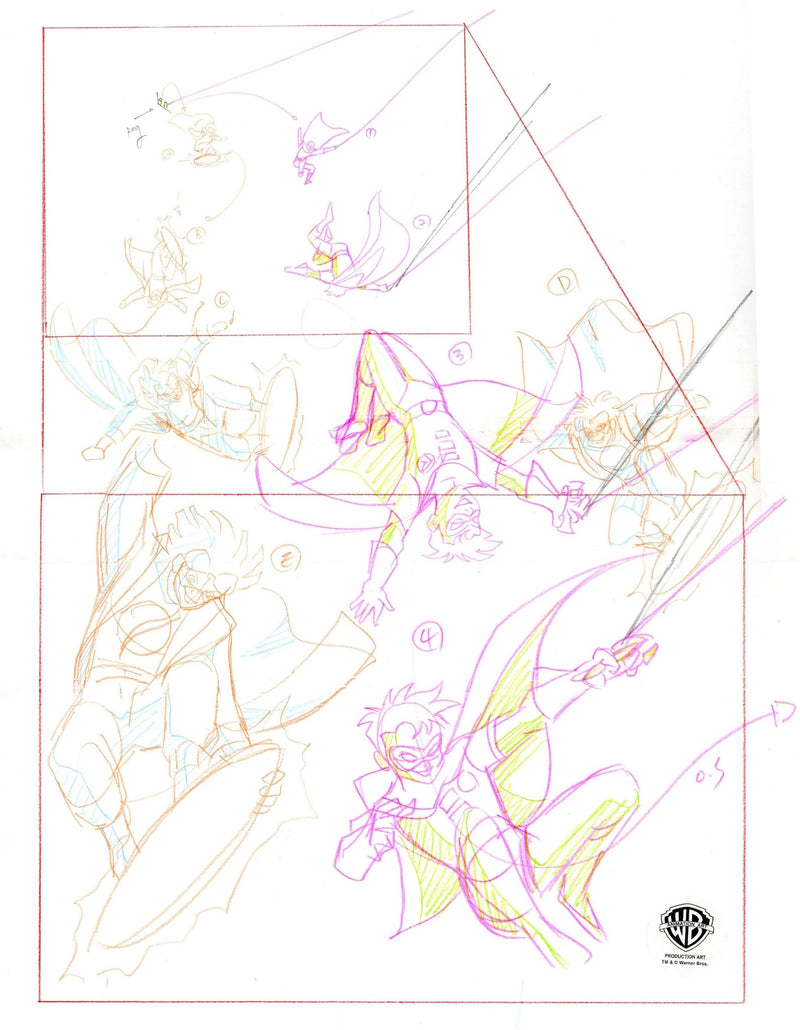 Static Shock Original Production Pan Layout Drawing: Static Shock and Robin - Choice Fine Art