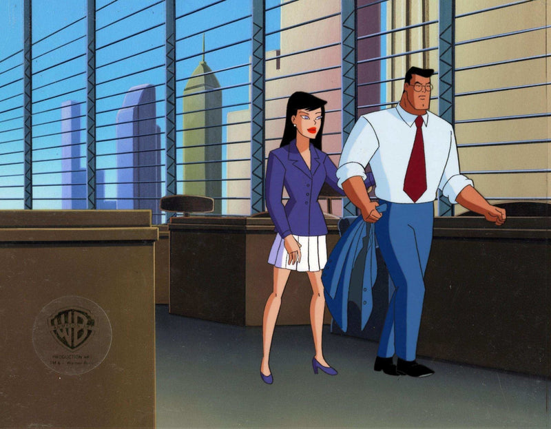 Superman the Animated Series Original Production Cel on Original Background: Clark Kent and Lois Lane - Choice Fine Art