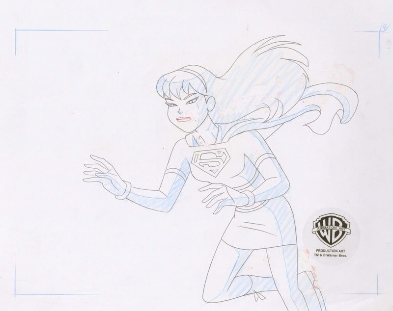 Superman the Animated Series Original Production Cel with Matching Drawing: Supergirl - Choice Fine Art