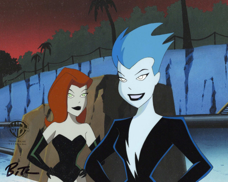 The New Batman Adventures Original Production Cel signed by Bruce Timm: Poison Ivy and Livewire - Choice Fine Art