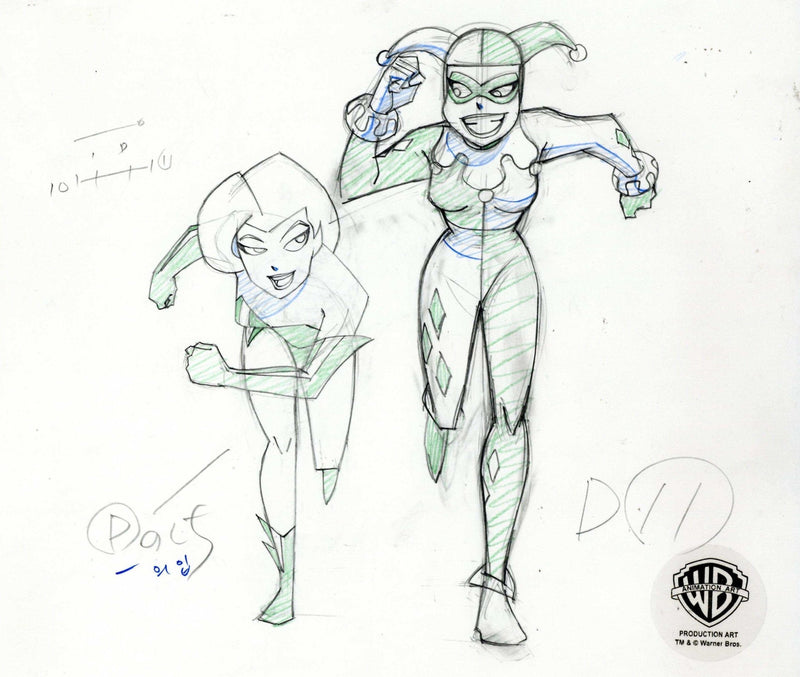 The New Batman Adventures Original Production Drawing: Harley Quinn and Poison Ivy - Choice Fine Art