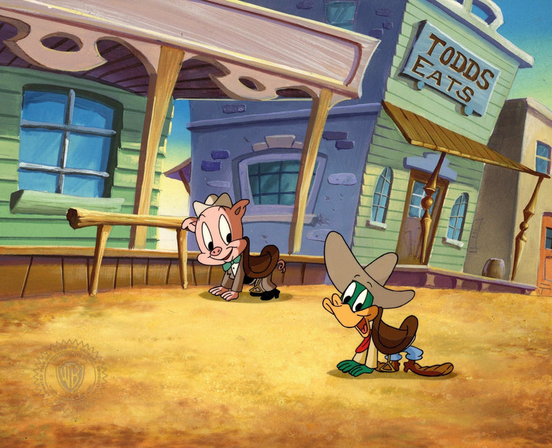 Tiny Toons Original Production Cel on Original Background: Plucky Duck and Hamton J. Pig - Choice Fine Art