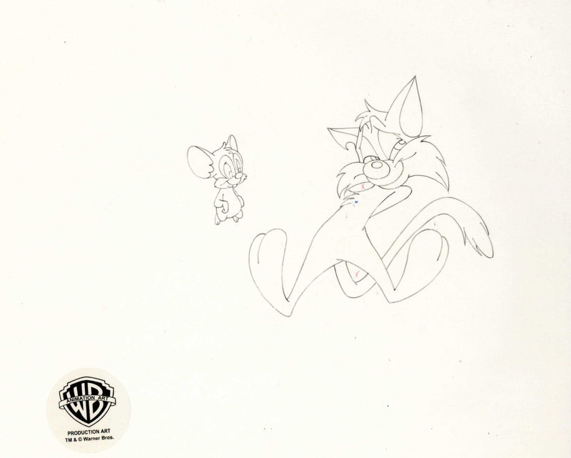 Tiny Toons Original Production Drawing: Furball and Sneezer the Sneezing Ghost - Choice Fine Art
